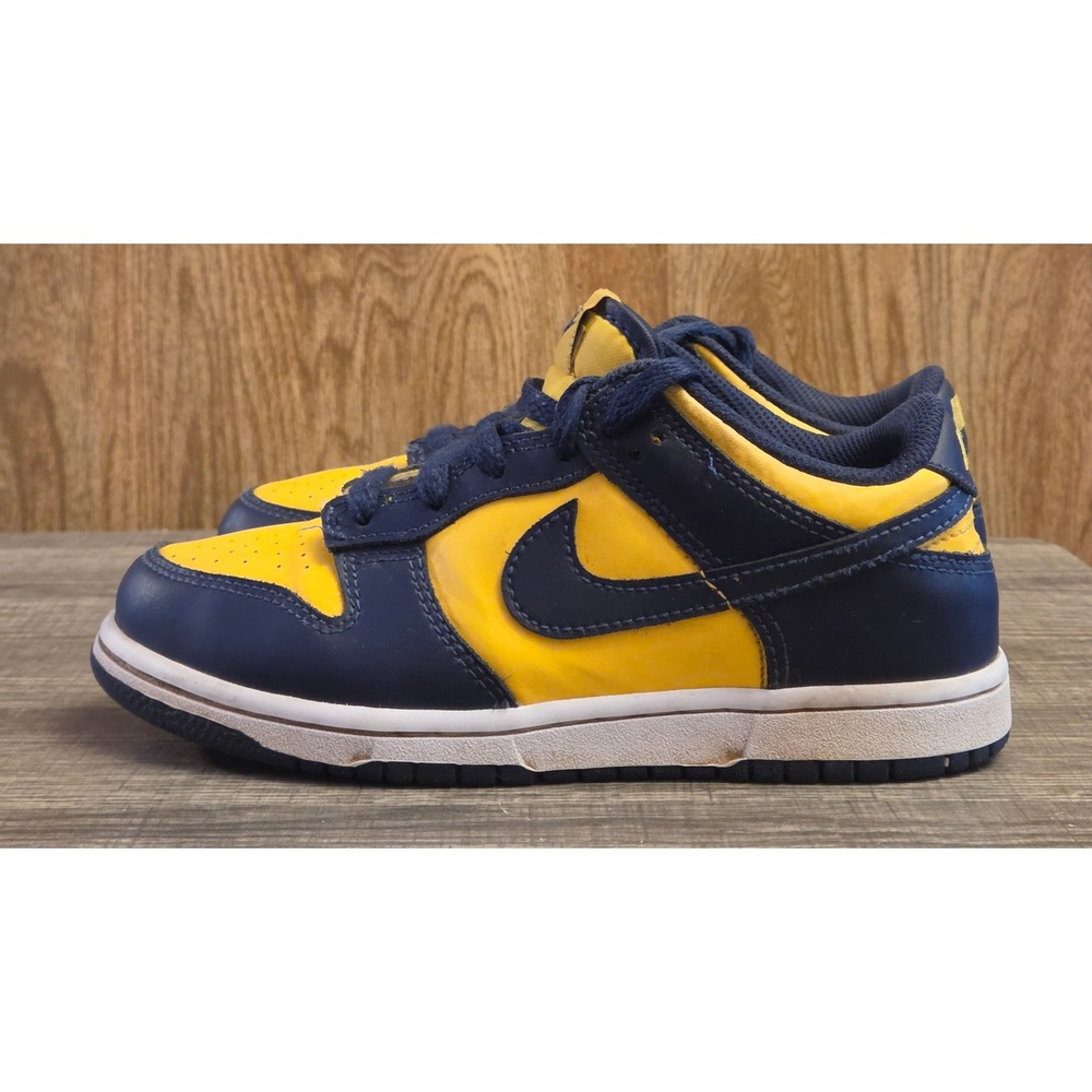 Nike Dunk Low Athletic Shoes Michigan Youth Size 1Y Blue Yellow - Picture 3 of 12
